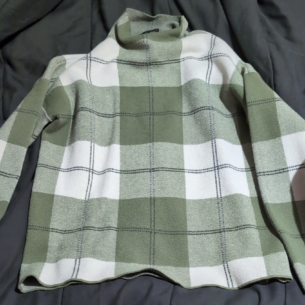 Rachel Zoe Olive and Cream Turtleneck Sweater